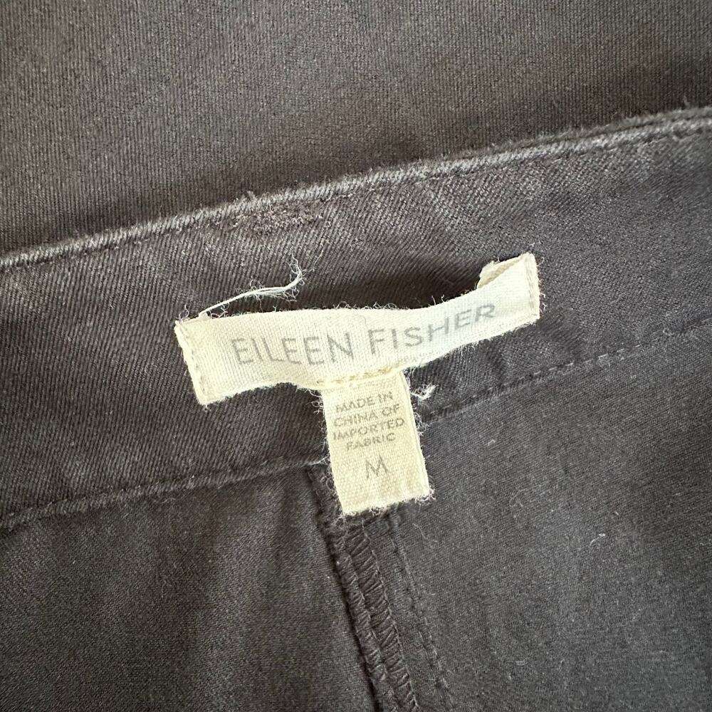 Eileen Fisher Black Cropped Sz Medium Straight Dress Pant Jean Capsule High Rise - Picture 6 of 7